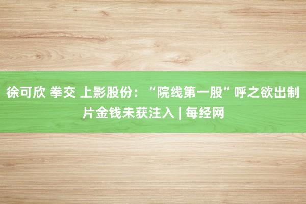 徐可欣 拳交 上影股份：“院线第一股”呼之欲出制片金钱未获注入 | 每经网